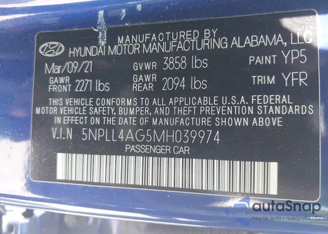 2021 Hyundai Elantra Se from USA, damaged, VIN 5NPLL4AG5MH039974